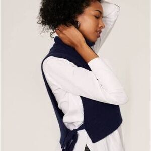 Scotch & Soda Tie Detail Turtleneck Sweater Vest. Navy